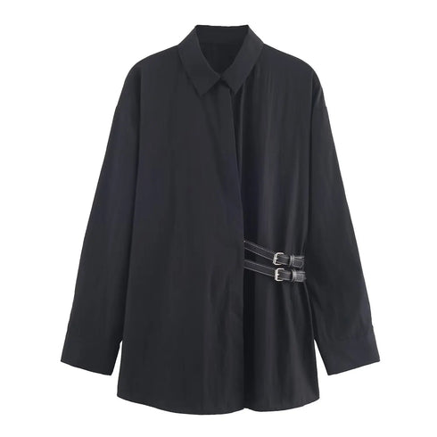 Oversized Black Poplin Shirt for Women