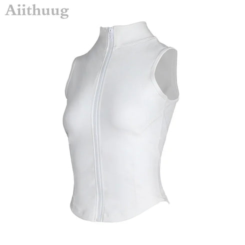 Aiithuug Athletic Zip Up Sleeveless Sweat Vest Jacket