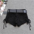 Low Rise Denim Shorts with Lace-Up Detail