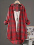 Plus Size Korean Style Plaid Long Sleeve Blouse
