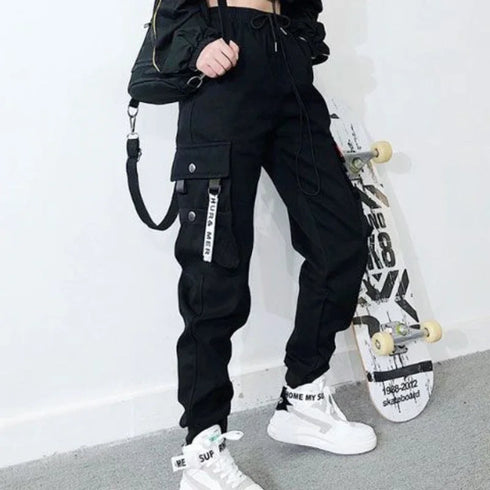 Women's Black Cargo Pants with Pockets