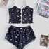 Heart Print Women's Pyjama Set with Frill Trim