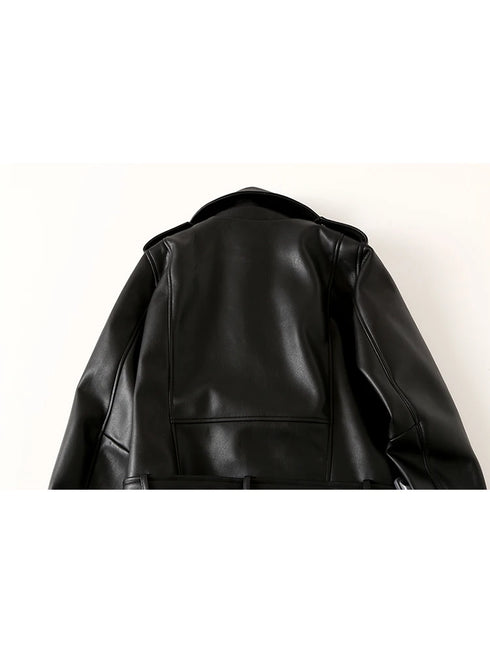 Women’s Slim Fit Black Faux Leather Biker Jacket
