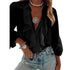 Loose Ruffled V-Neck Chiffon Blouse for Women