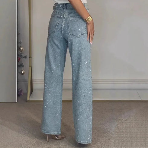 High Waist Distressed Straight Jeans for Women