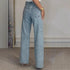 High Waist Distressed Straight Jeans for Women
