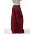 Red Cargo Pants for Women - Wide Leg Casual Trousers