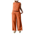 Women's Cotton Linen Sleeveless Top and Wide Leg Pants Set