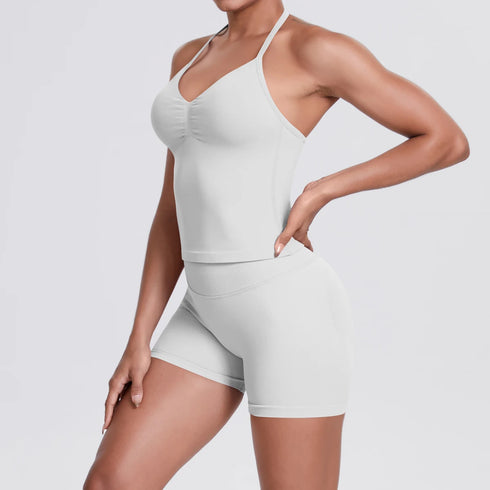 Yoga Shorts Set with Built-In Bra for Women