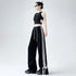 Plus Size Y2K Wide Leg Pants with Bow Tie Detail