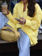 Women's Casual Yellow Long Sleeve V-Neck Blouse