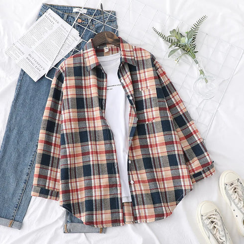 Casual Women's Flannel Plaid Shirt - Autumn Collection