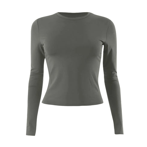 Womens Long Sleeve Bodycon Crop Top - Solid Colours