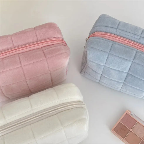 Plush Zipper Cosmetic Bag in Multiple Colours