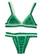 Green Velvet Triangle Bikini Set