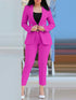 Notched Neck Blazer & High Waist Pants Set for Women