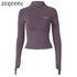 Y2K Long Sleeve Zip Crop Top for Women