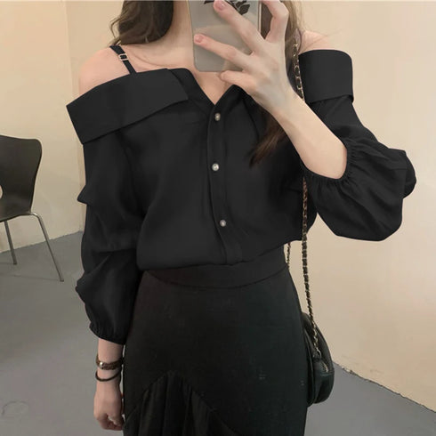 ZANZEA Off Shoulder Pleated Blouse for Women