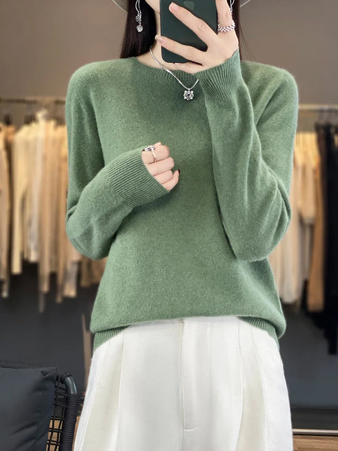 100% Merino Wool Long Sleeve Sweater for Women