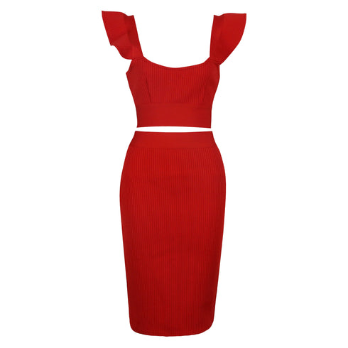 Summer Women’s Bodycon Skirt Suit in Black, Red, and Pink