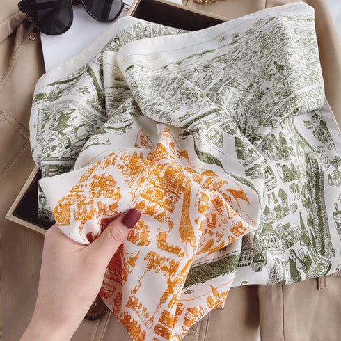 Luxury Silk Spring Scarf - 90x90cm