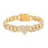 Iced Out Crystal Heart Tennis Miami Cuban Link Chain Bracelet
