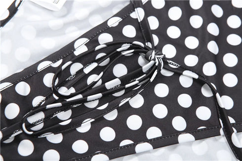 Polka Dot Print Bodysuit and Peach Shorts Set