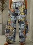 Women's Cartoon Cat Loose Wide-Leg Pants