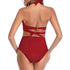 High Waist Halter Bikini Set in Red