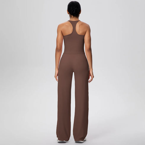 Backless Yoga Set with Wide Leg Pants