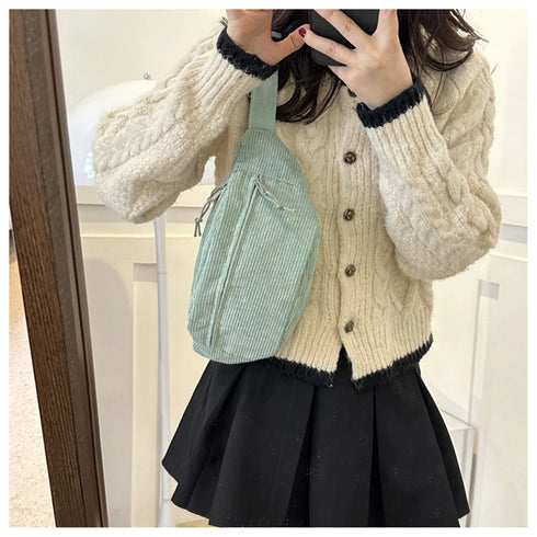 Corduroy Women Waist Bag Canvas Student Shoulder Crossbody Chest Bag Fanny Pack Fashion Phone Banana Female Bum Belt Bags
