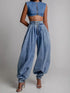 High Waisted Denim Harem Pants for Women
