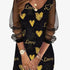 Autumn V-neck Heart Print Butterfly Long Sleeve Dress