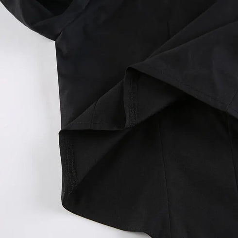 Zadily Long Sleeve Button-Up Crop Top in Black