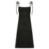 Elegant Black Backless Ruched Dress