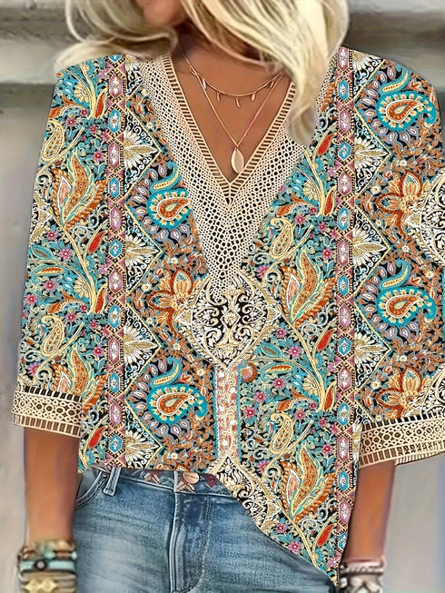 Plus Size Elegant Long Sleeve Loose Blouse