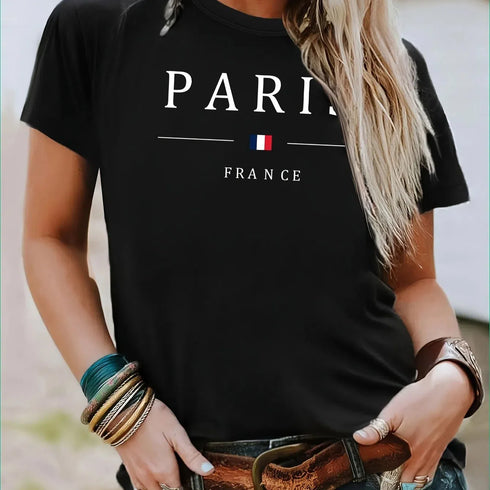 Womens Trendy Letter Print T-Shirt for Effortless Style