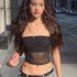 Mesh Corset Black Crop Top for Women