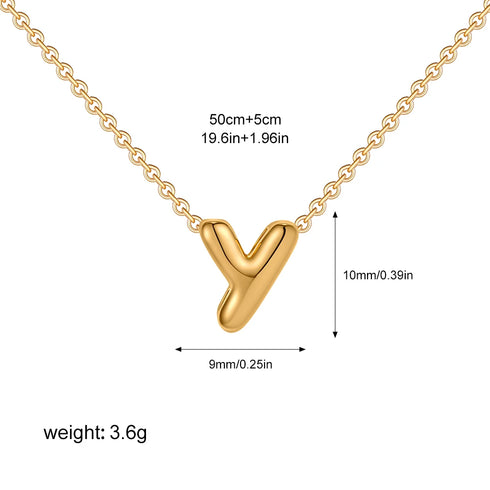 3D Bubble Initial A-Z Mini Necklace - Gold Plated