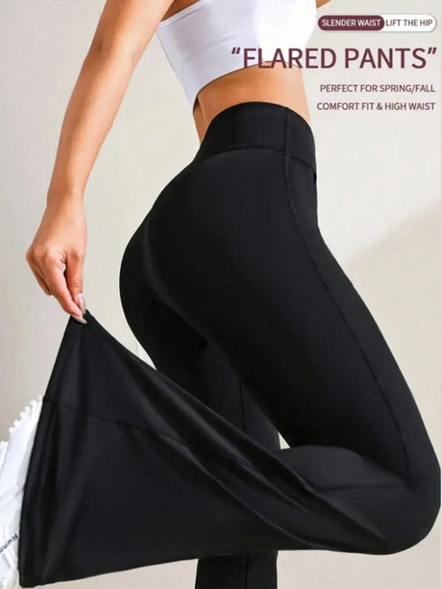 High Waist Flared Yoga Pants in Black