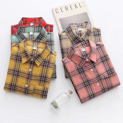 Casual Women's Flannel Plaid Shirt - Autumn Collection