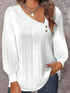 Plus Size Long Sleeve Button-Up Shirt with Skew Collar