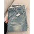 Botvotee Vintage Low Waisted Straight Leg Jeans - Light Blue