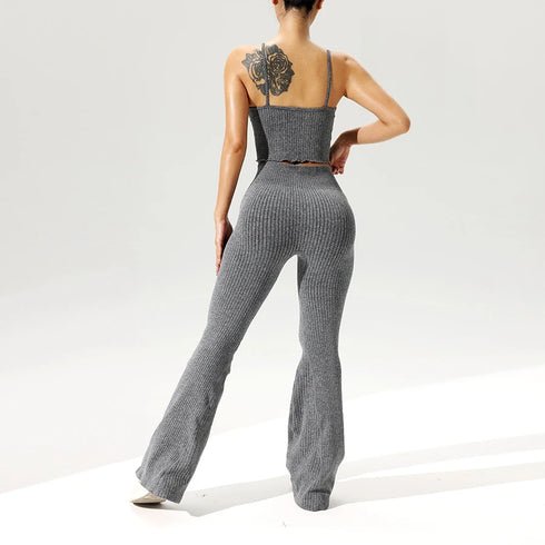 Seamless Flared Pants & Ribbed Tank Top Set
