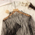 Sheer Lace Long Sleeve Turtleneck Top for Women