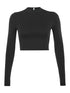 Solid Basic Long Sleeve Women's Crop Top