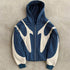 Geometric Pattern Zip-Up Hoodie in Grey