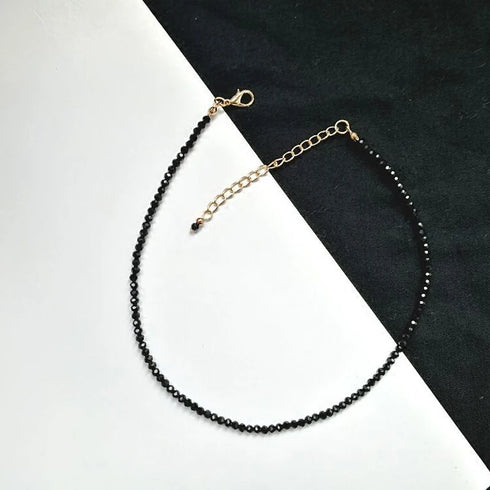 Simple Black Beads Short Necklace for Women