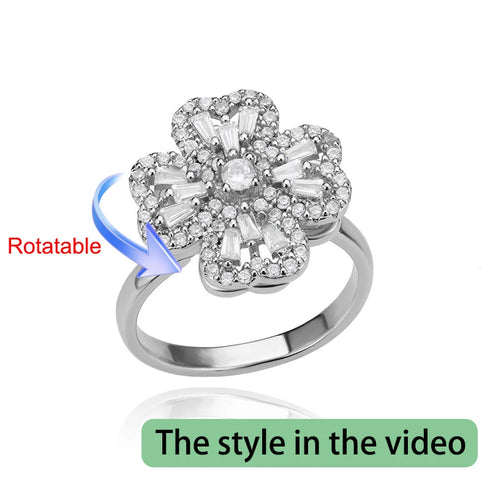 Four Clover Rotating Anxiety Ring - Adjustable Gold