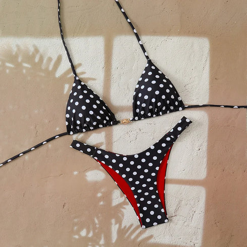 Leopard Print Triangle Bikini Set